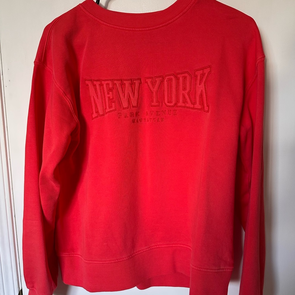H&M Red Crewneck Sweater with New York Design